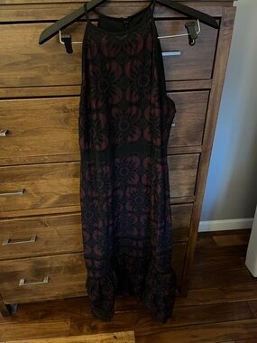 Banana Republic Black and Burgundy Maxi Dress